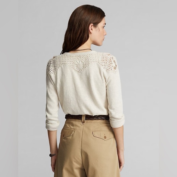 RRL Ralph Lauren Crochet-Paneled Cardigan - Picture 3 of 11